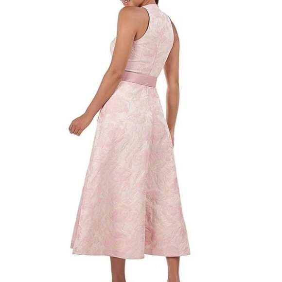 Kay Unger Pink Mauve Morgana Floral Jacquard A-Line Dress *Less Belt* - Picture 2 of 2